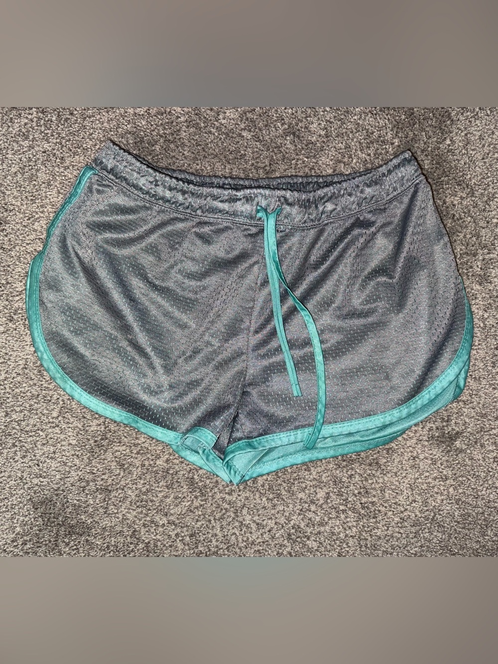 Zone Pro Dark Gray Athletic Shorts with Teal Trim